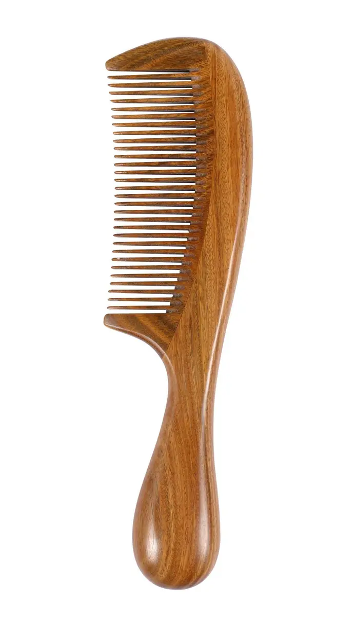 Louise Maelys Wood Fine Tooth Comb For Thick Hair | Anti Static & Natural Sandalwood (20cm) - main product image