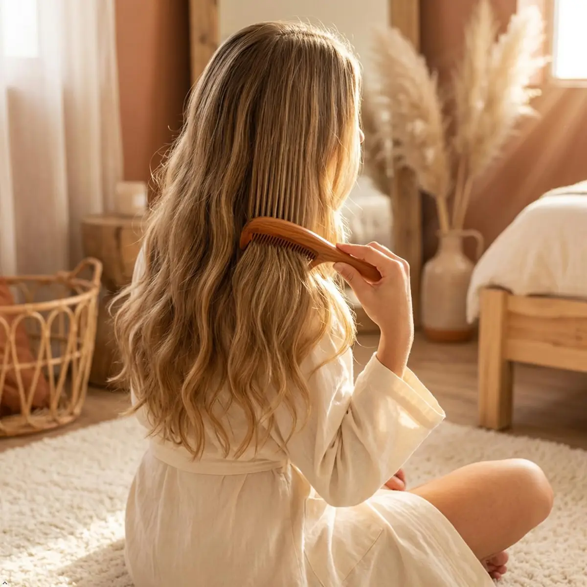 Louise Maelys Wood Fine Tooth Comb For Thick Hair | Anti Static & Natural Sandalwood (20cm) - view 10