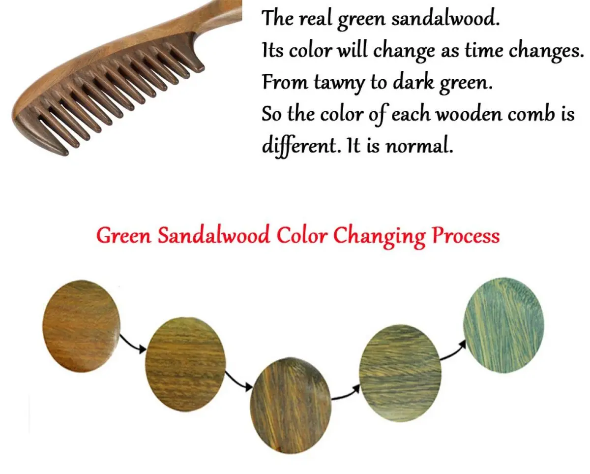 Louise Maelys Wood Fine Tooth Comb For Thick Hair | Anti Static & Natural Sandalwood (20cm) - view 5