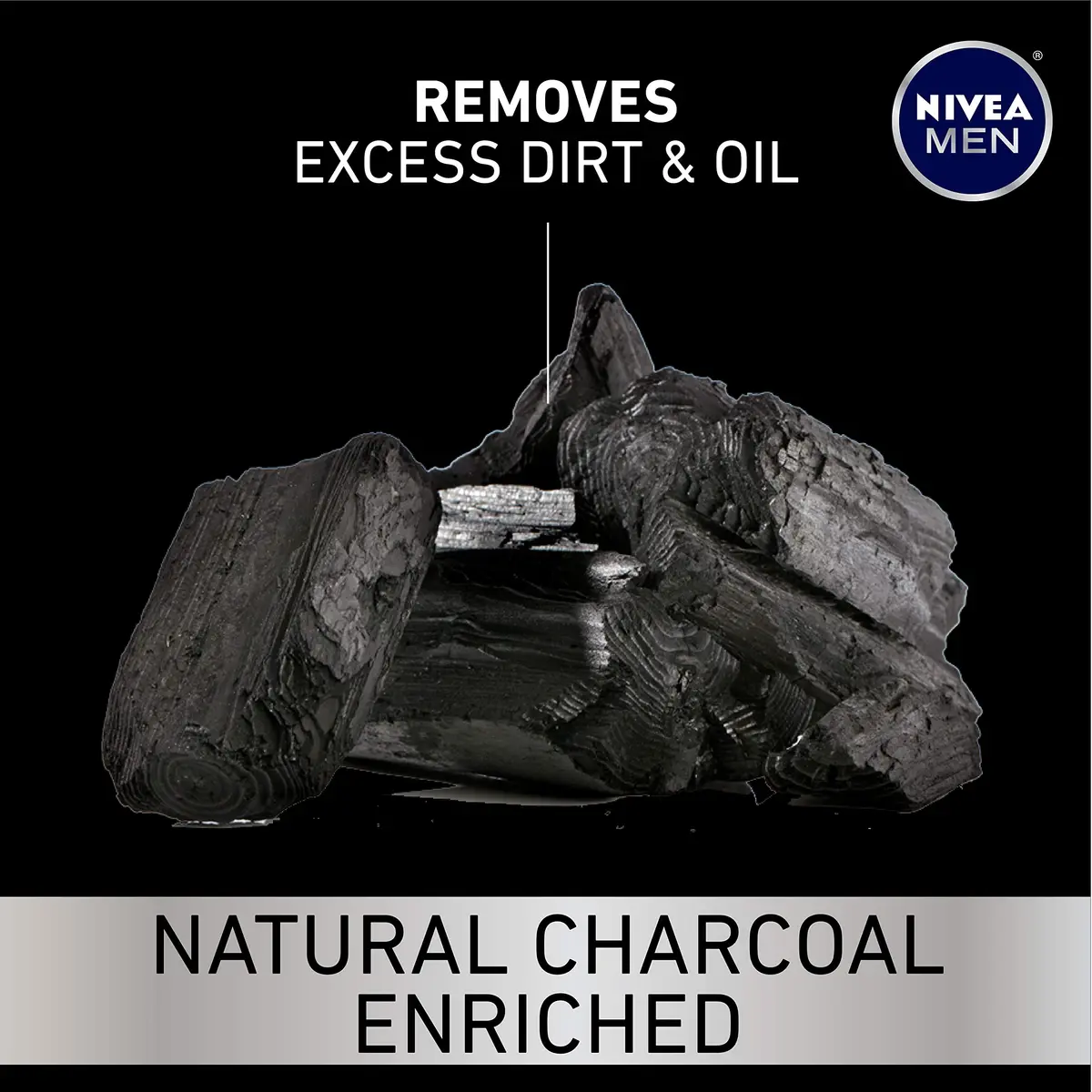 NIVEA MEN DEEP Cleansing Beard and Face Wash 295ml (3 x 3.3 Fl Oz) | Natural Charcoal for Deep Clean - view 3