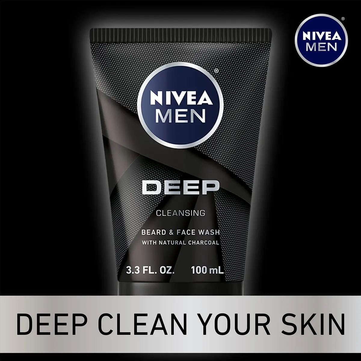 NIVEA MEN DEEP Cleansing Beard and Face Wash 295ml (3 x 3.3 Fl Oz) | Natural Charcoal for Deep Clean - view 4