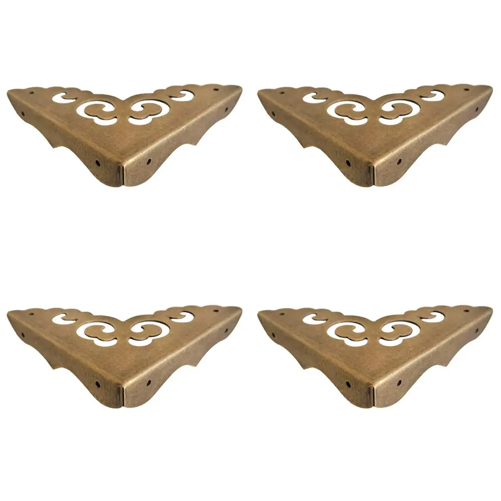 Tiazza Antique Brass Edge Corner Protectors 80mm (3.15") | Vintage Design Decorative Braces for Furniture & Cabinets - main product image