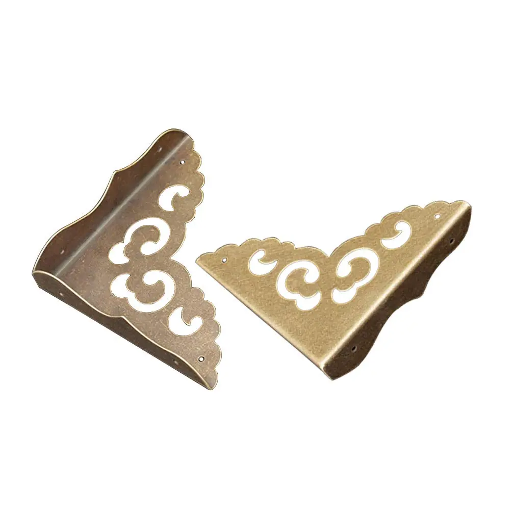 Tiazza Antique Brass Edge Corner Protectors 80mm (3.15") | Vintage Design Decorative Braces for Furniture & Cabinets - view 2