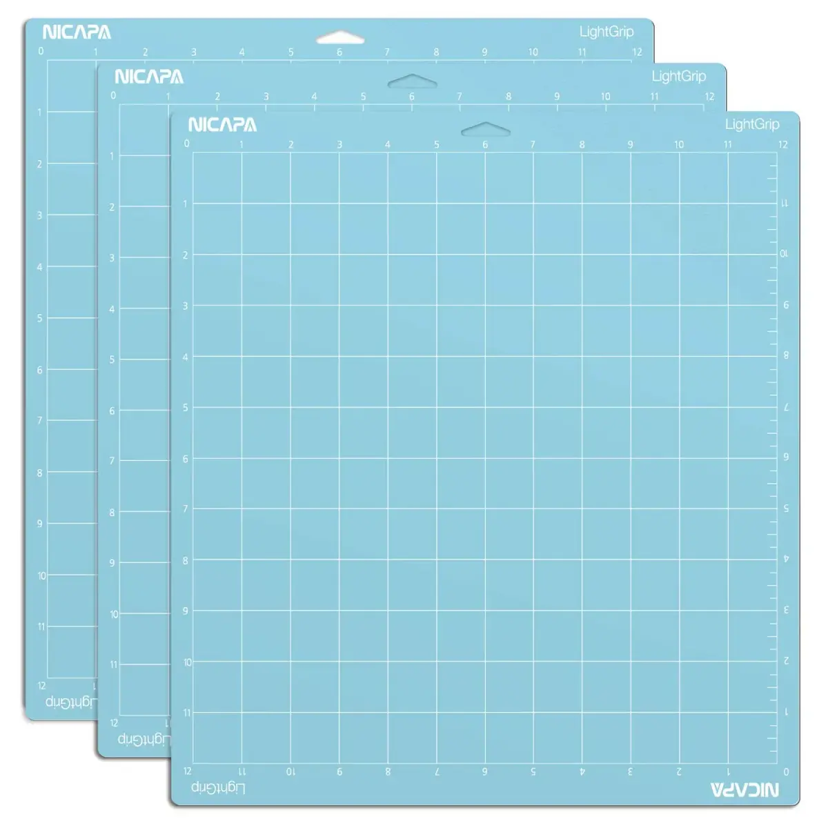 NICAPA Light Grip Cutting Mat Set (3 Mats, Blue, 12x12 inch) | Self-Healing for Paper & Vinyl Crafts - main product image
