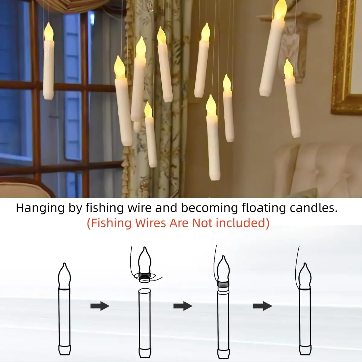 Homemory 24 Pcs Flameless Floating Candles 6.5" | Battery Operated, Flickering Warm Yellow Flame, Dripless, Indoor Use - view 4