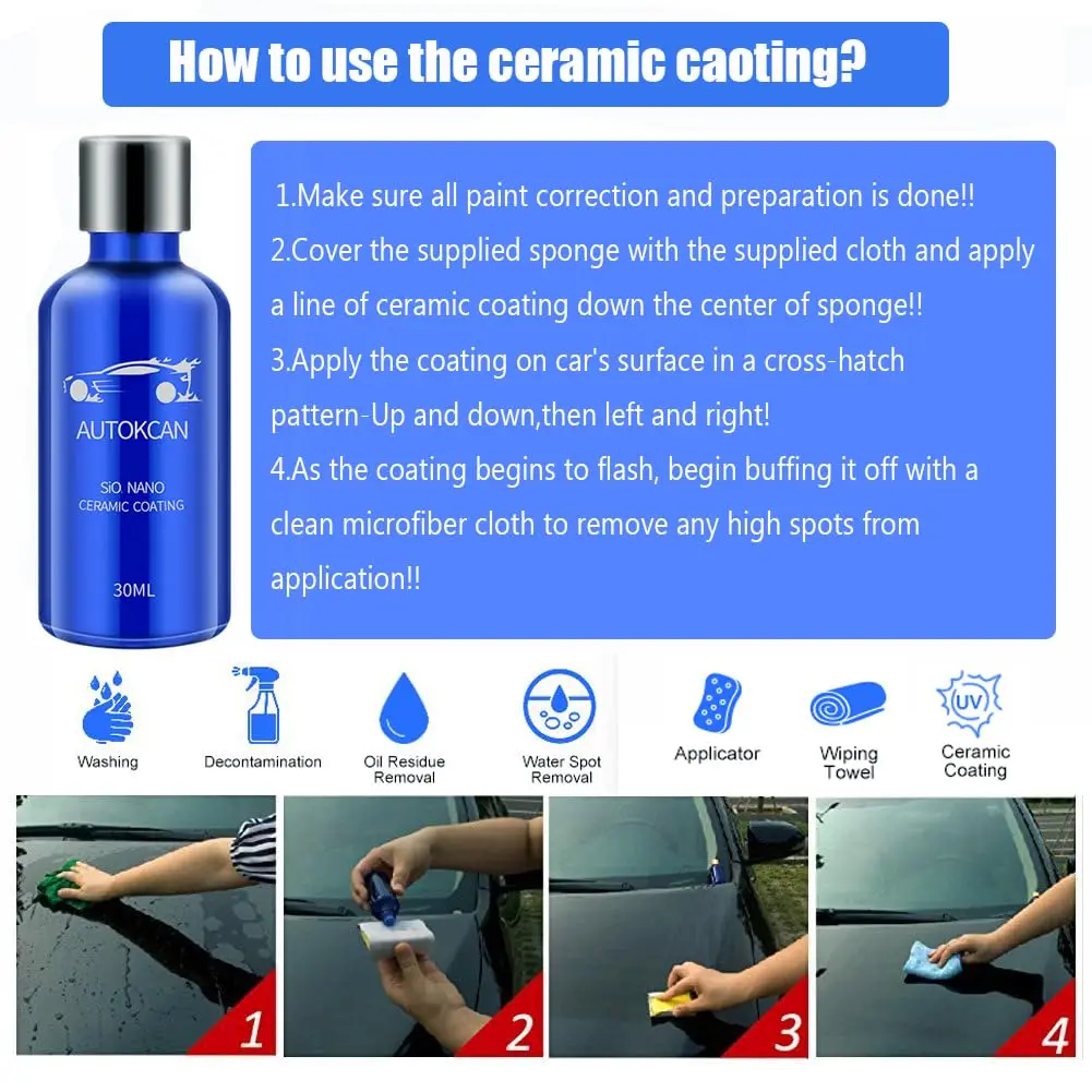 Autokcan Nano Ceramic Coating 30ML | Hydrophobic, Anti-Scratch, High Gloss Car Protection - view 3