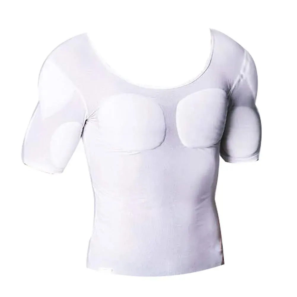 Ypnrd Fake Muscle Suit Shirt White XL | Invisible Simulation of Thinning Elastic Detachable Bottoming Shirt - main product image