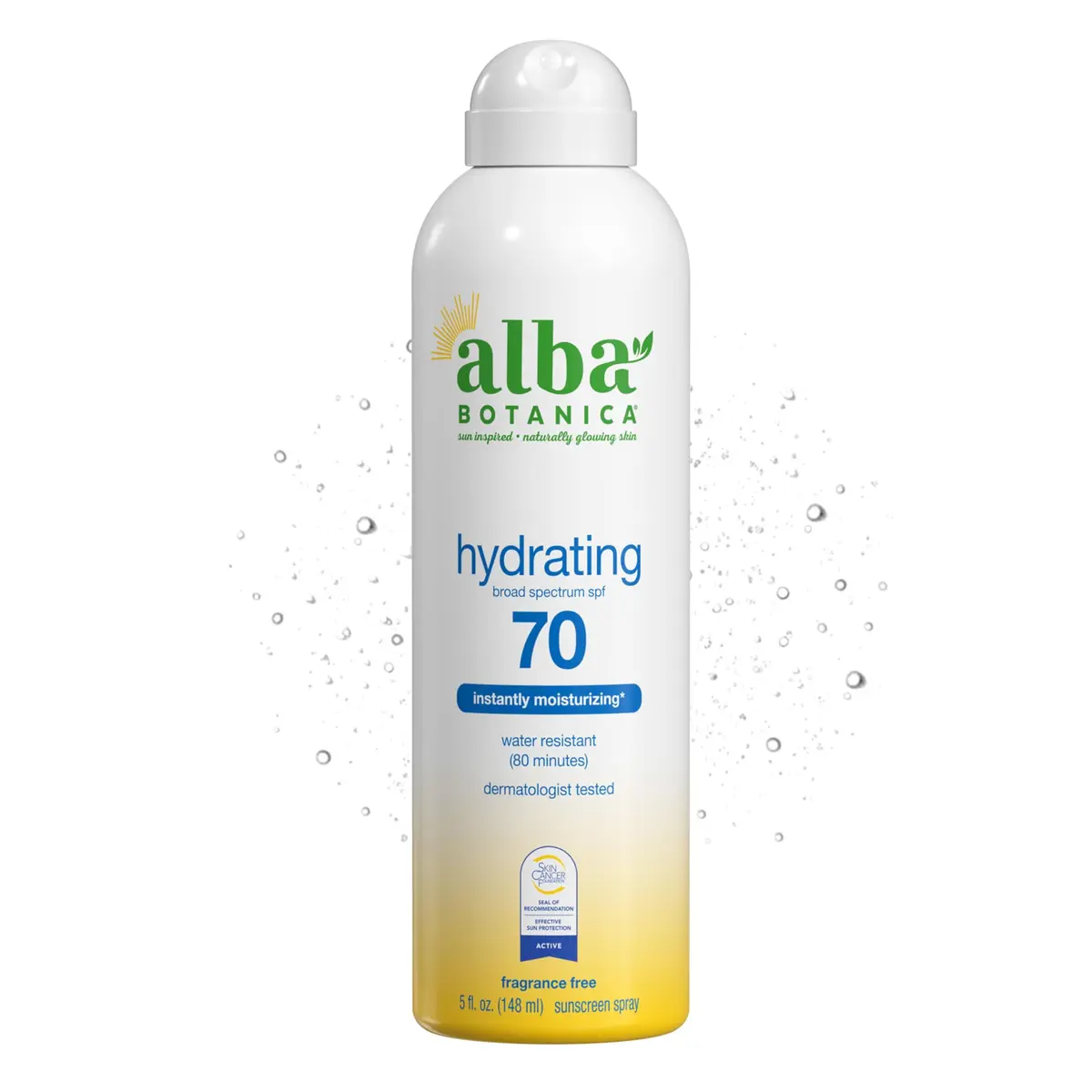 Alba Botanica Hydrating Sunscreen Spray SPF 70 | Broad Spectrum Water Resistant 148ml (5 Fl Oz) - main product image
