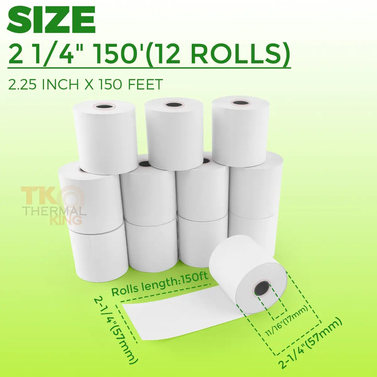 TK Thermal King 2 1/4" x 150' Thermal Paper Rolls | Compatible with Cash Registers & Calculators - view 3