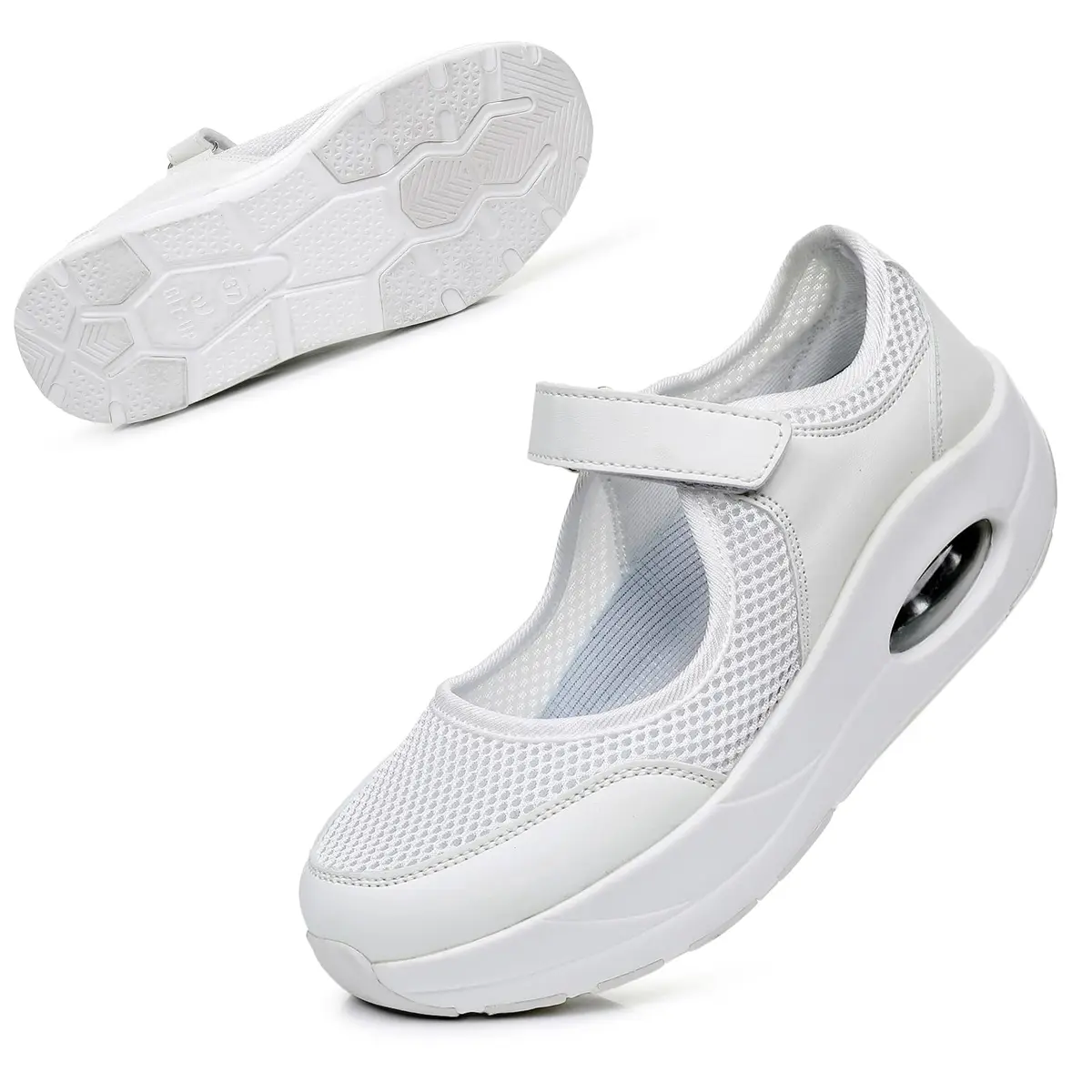 Git-up Women's Diabetic Walking Shoes Wide Toe Box Nursing Shoes B-White | Comfortable, Supportive & Slip-Resistant - main product image