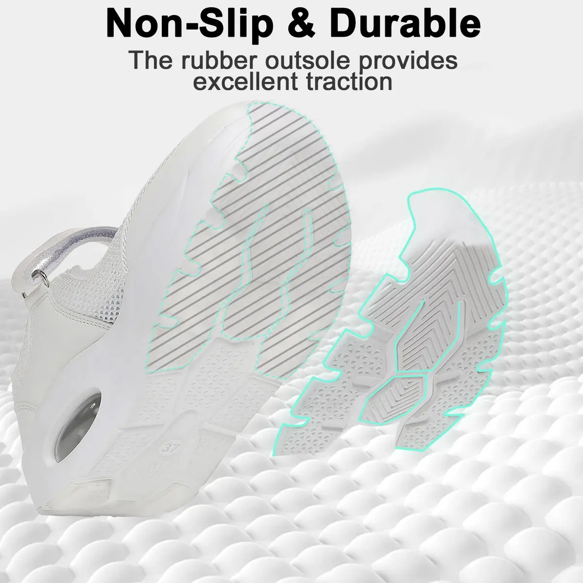 Git-up Women's Diabetic Walking Shoes Wide Toe Box Nursing Shoes B-White | Comfortable, Supportive & Slip-Resistant - view 3