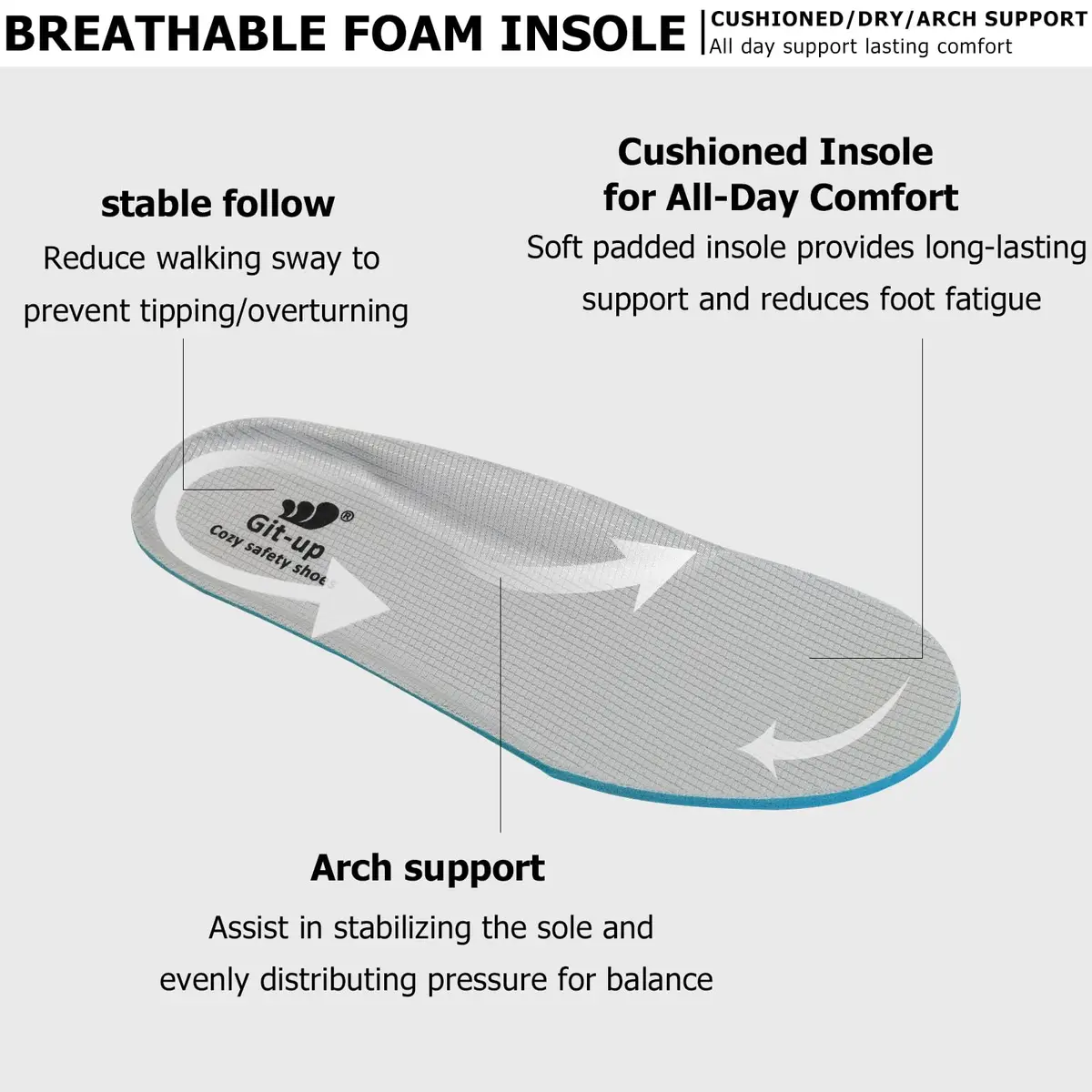 Git-up Women's Diabetic Walking Shoes Wide Toe Box Nursing Shoes B-White | Comfortable, Supportive & Slip-Resistant - view 4