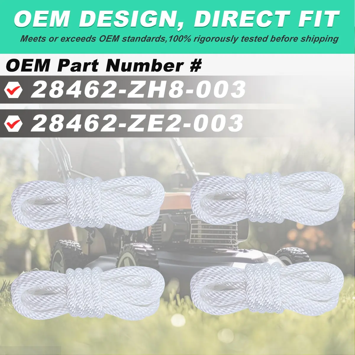 Adefol Recoil Starter Rope Pull Cord for Honda GX100 GX120 GX160 GX200 Engines | 4.8M Total Length - view 4