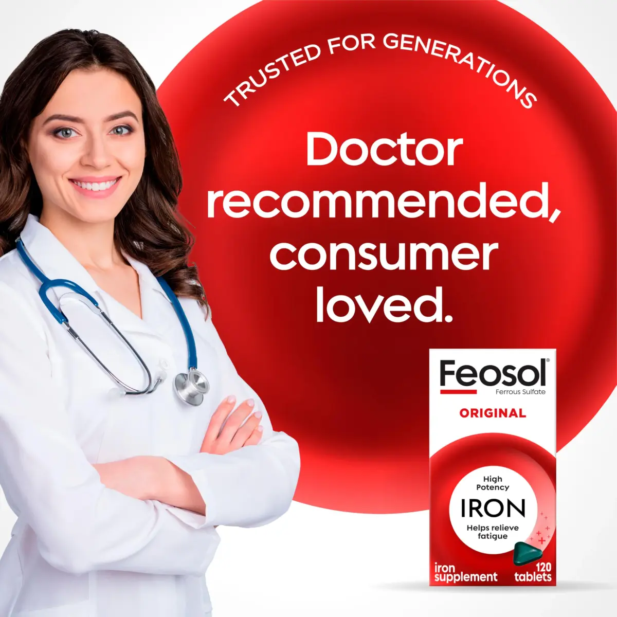 Feosol Original Iron Supplement Tablets 65mg Elemental Iron (240 Count) | High Potency Blood Builder - view 5
