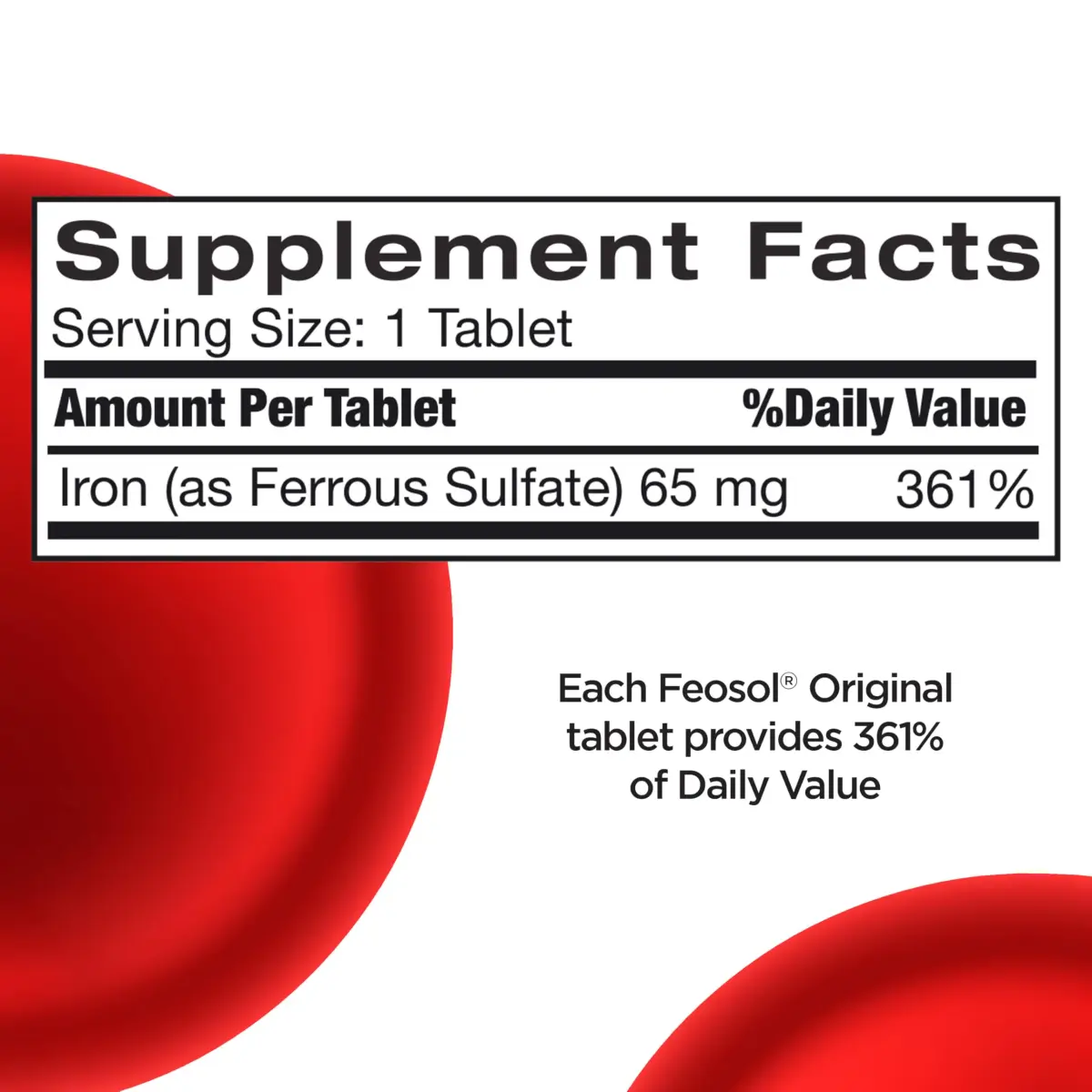 Feosol Original Iron Supplement Tablets 65mg Elemental Iron (240 Count) | High Potency Blood Builder - view 7