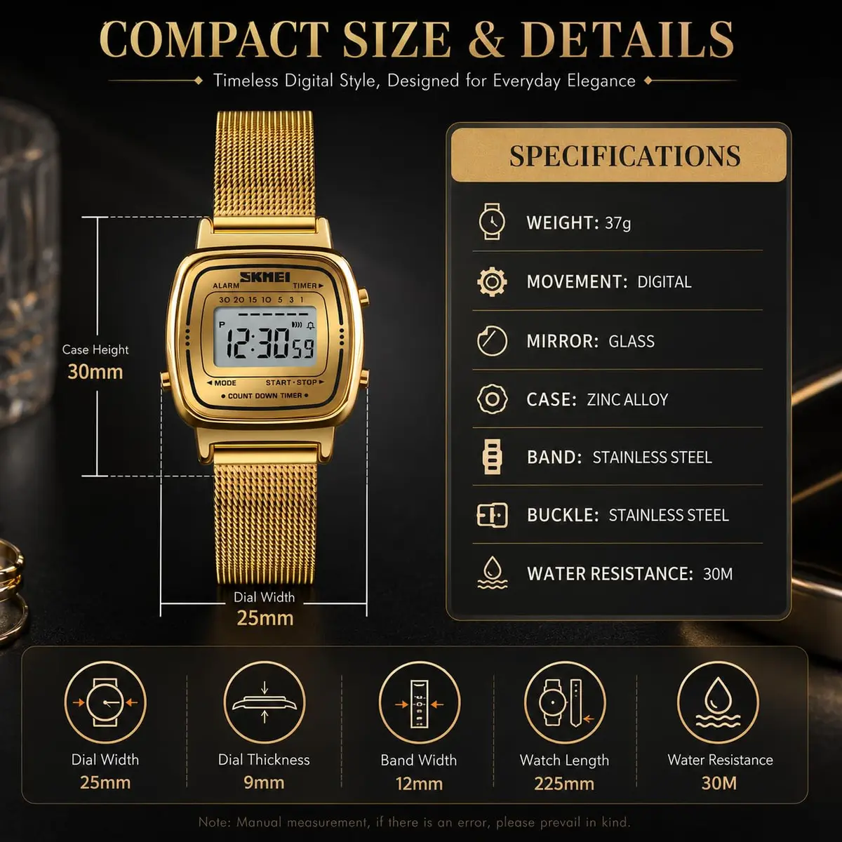MASTOP Women's Quartz Watch 28mm Rose Gold | Slim Petite Mesh Steel Bracelet - view 6