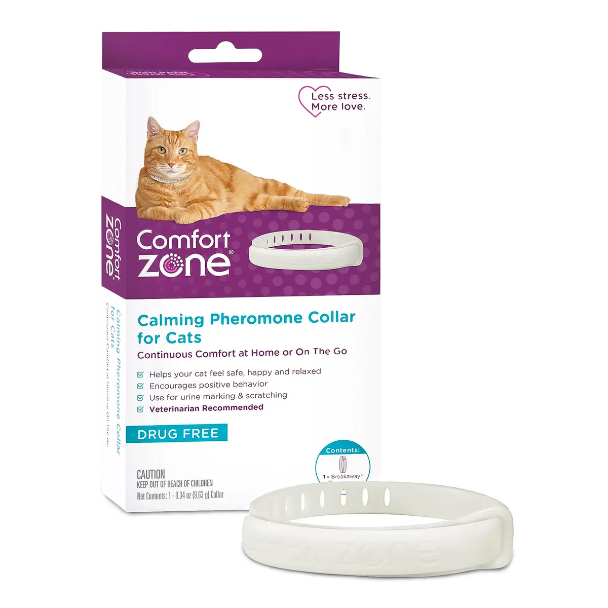 Comfort Zone Cat Calming Collar Savings Pack, 1 30-Day Collar | Drug-Free Pheromone Relief for Cat Anxiety - main product image
