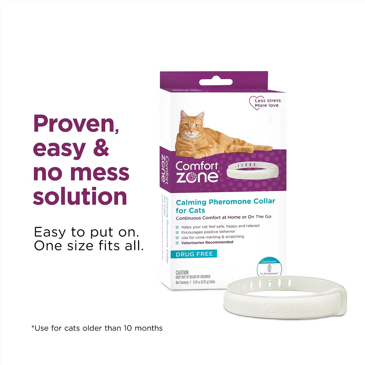 Comfort Zone Cat Calming Collar Savings Pack, 1 30-Day Collar | Drug-Free Pheromone Relief for Cat Anxiety - view 6