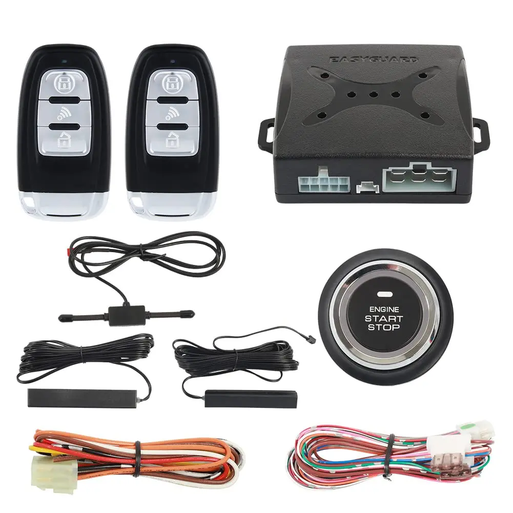 EASYGUARD EC003-1 PKE Car Alarm System with Push Button Start & Remote DC12V | Passive Keyless Entry - main product image