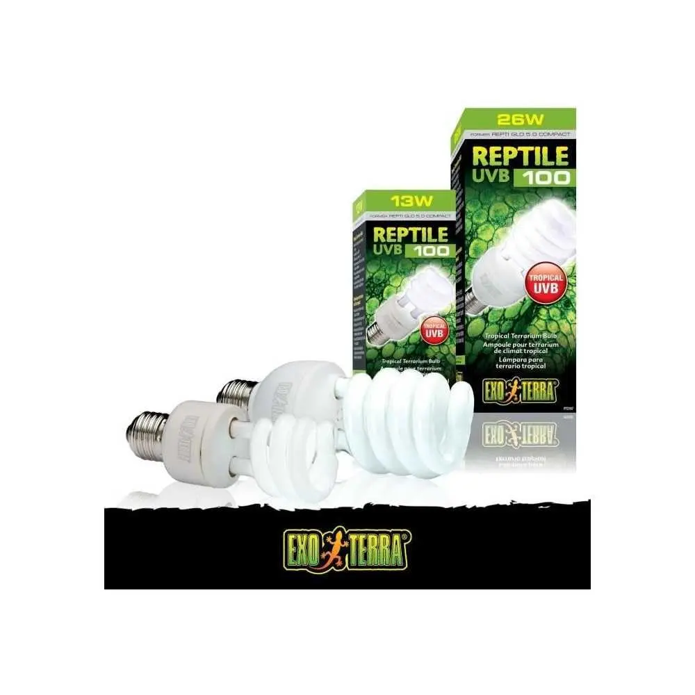 Exo Terra Repti-Glo 5.0 Compact Fluorescent Tropical Reptile Terrarium Lamp 26W (7.8" H x 2.6" W) | Stimulates Appetite & Activity - view 4