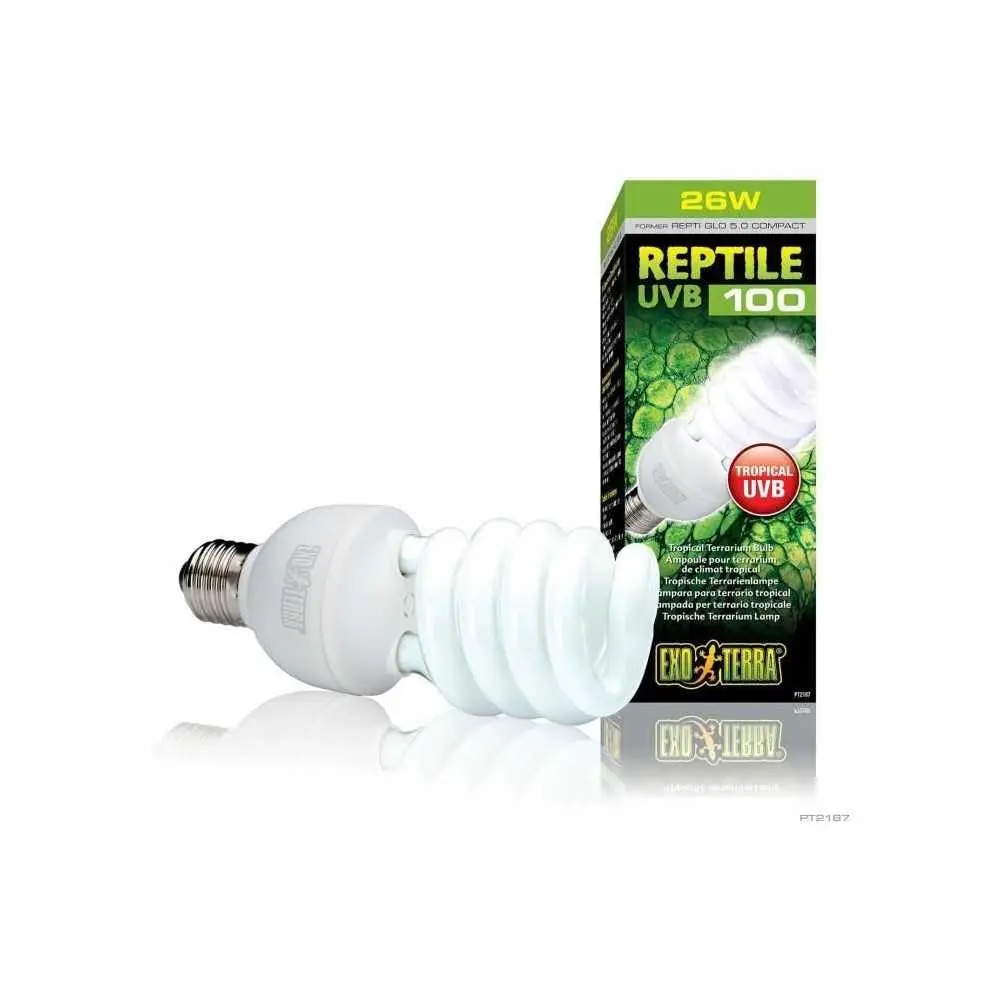 Exo Terra Repti-Glo 5.0 Compact Fluorescent Tropical Reptile Terrarium Lamp 26W (7.8" H x 2.6" W) | Stimulates Appetite & Activity - view 2