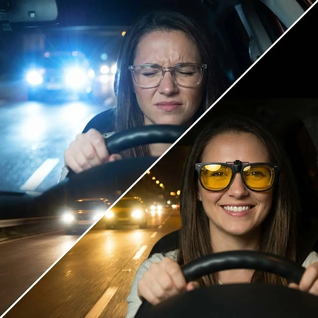 FRAZALA Polarized Clip-On Night Driving Glasses Over Prescription Glasses | Anti-Glare Night Vision (120 chars) - view 5