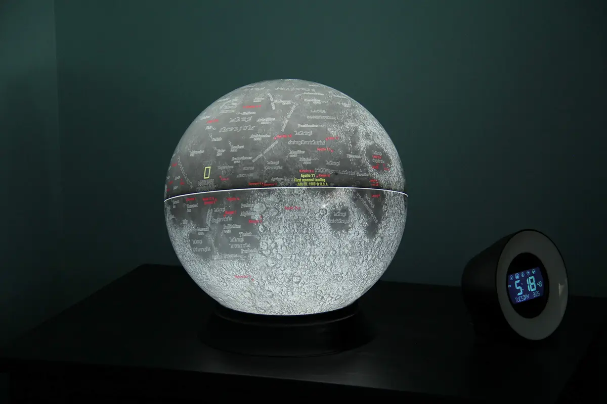 Replogle Globes National Geographic Illuminated Moon Globe 12" | Apollo 11 Moon Landing Special Edition with 900+ Locations - view 5