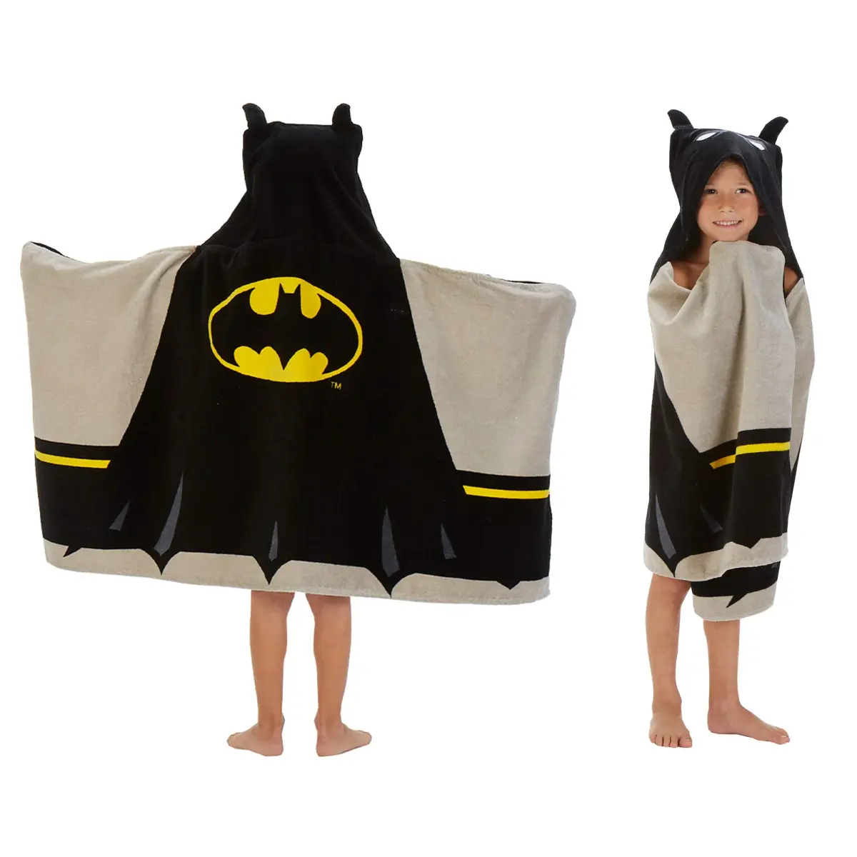 Franco Batman Hooded Towel Wrap 64cm x 127cm (25" x 50") | Super Soft Cotton Terry for Bath, Pool, Beach - main product image