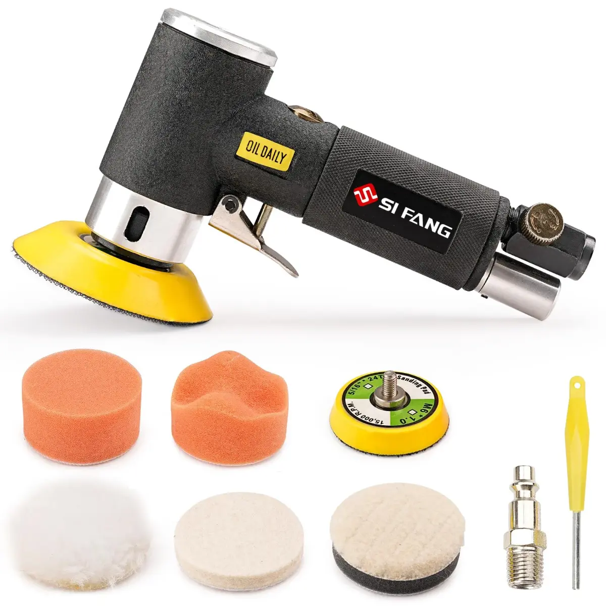 SI FANG 2" & 3" Mini Orbital Air Sander & Polisher Kit | Pneumatic Random Orbital Sander for Auto Body Work - main product image