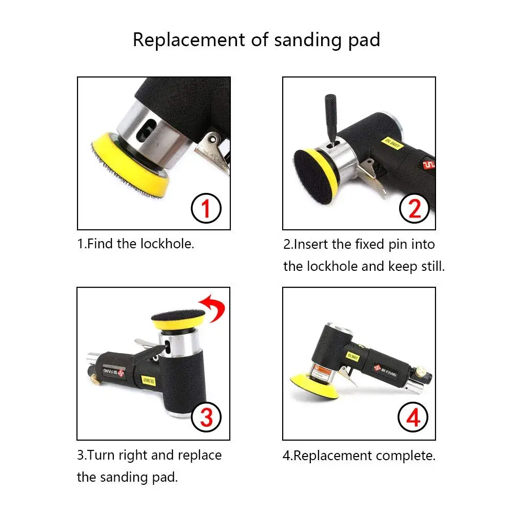 SI FANG 2" & 3" Mini Orbital Air Sander & Polisher Kit | Pneumatic Random Orbital Sander for Auto Body Work - view 7