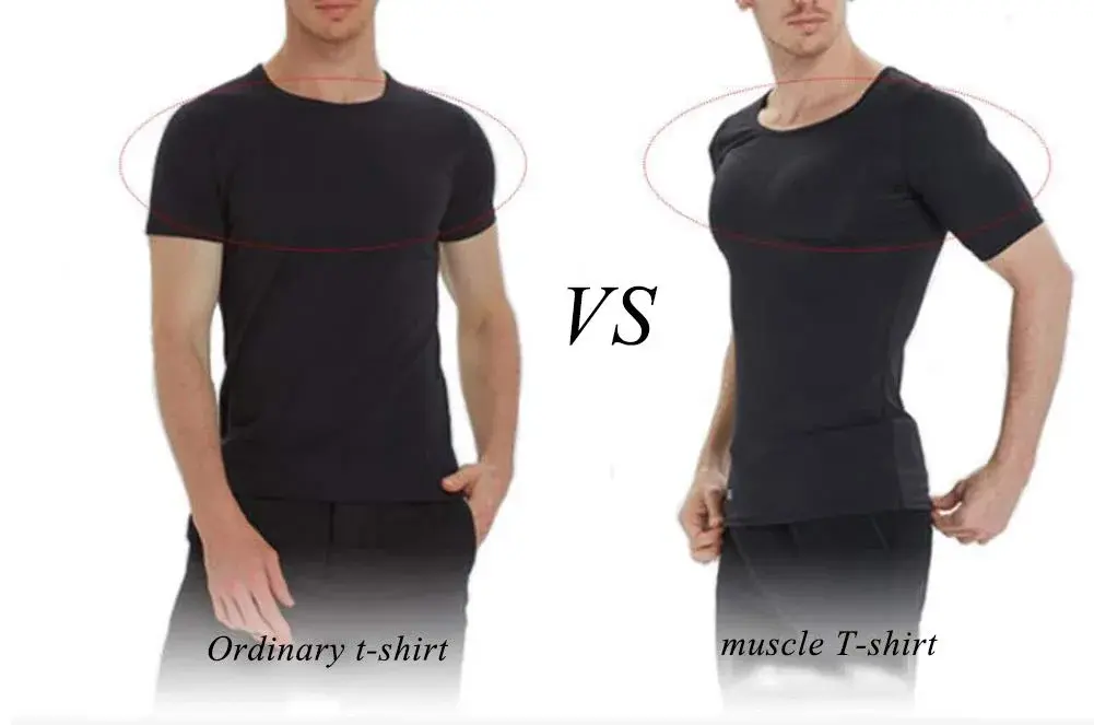 Ypnrd Fake Muscle Suit Shirt Men's Long Sleeve T-Shirt with Detachable Pad, Black XL | Invisible Simulation for Enhanced Physique - view 4