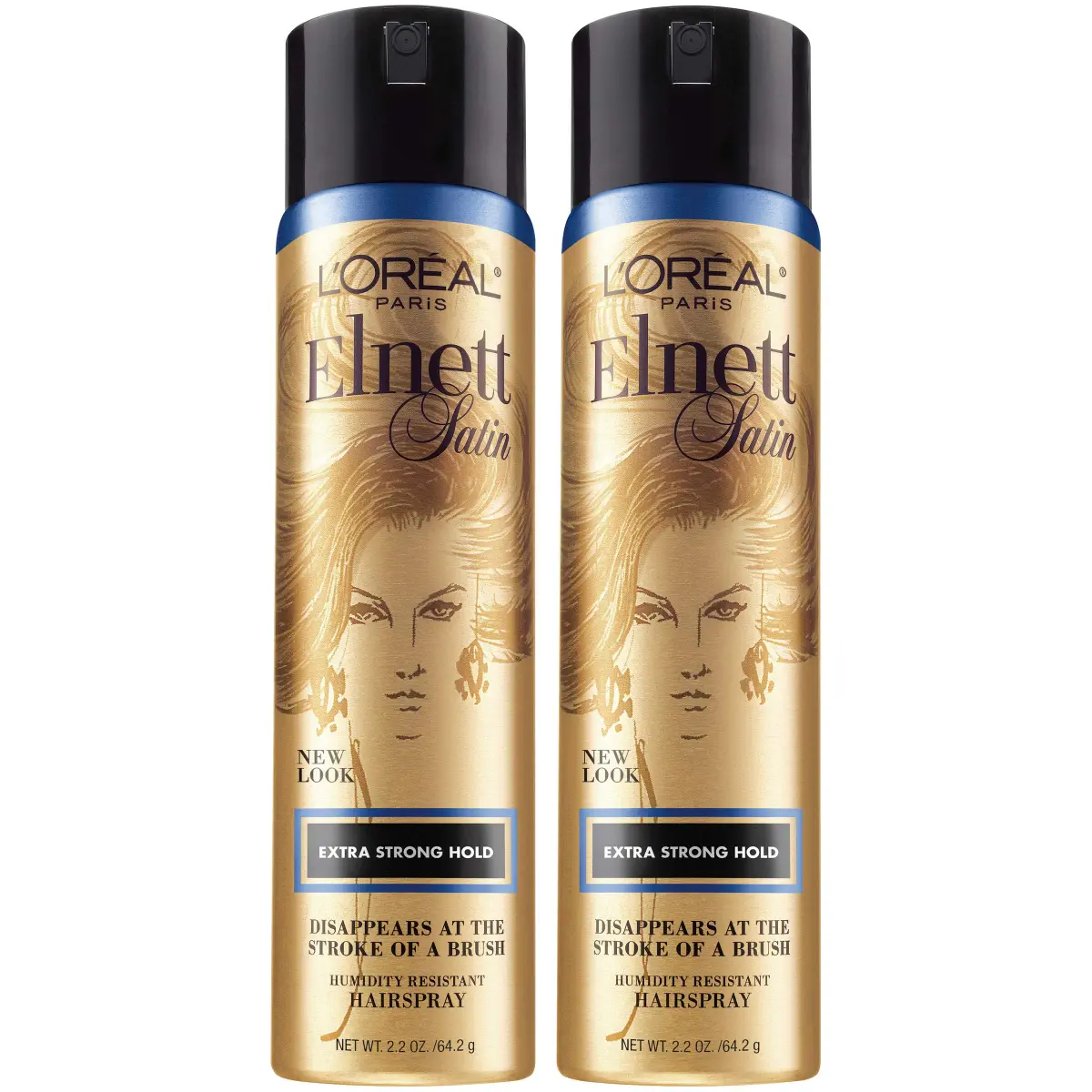 L'Oreal Paris Elnett Extra Strong Hold Hairspray, Unscented, 2.2 oz (Pack of 2) | Humidity Resistant, Brushable Hold - main product image