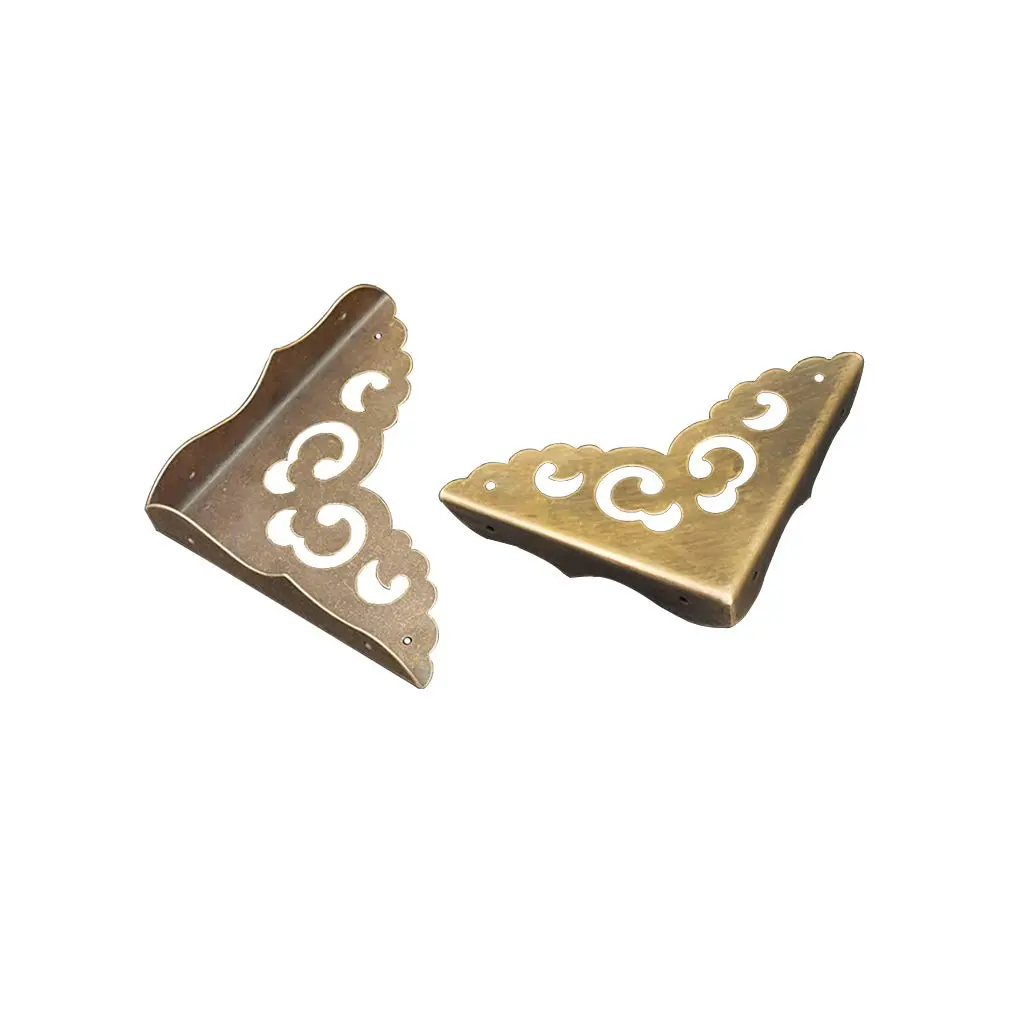 Tiazza Antique Brass Edge Corner Protectors 65mm (2.56") | Vintage Design Decorative Braces for Furniture & Jewelry Boxes - view 2