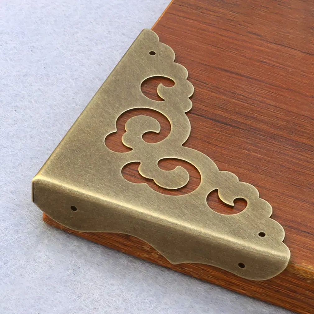 Tiazza Antique Brass Edge Corner Protectors 65mm (2.56") | Vintage Design Decorative Braces for Furniture & Jewelry Boxes - view 4