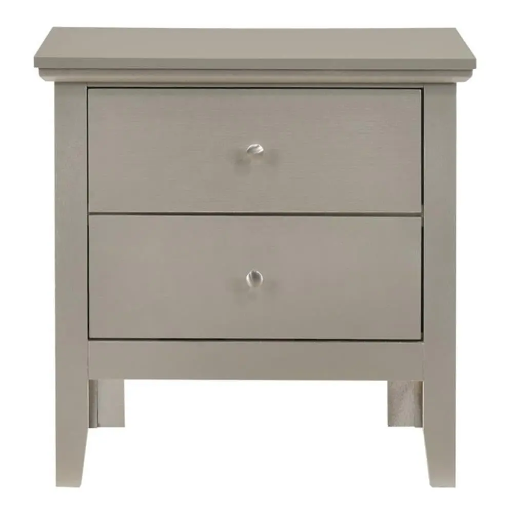 Glory Furniture Primo 2 Drawer Nightstand in Silver Champagne | Fully Assembled Bedroom Table with Dovetailed Drawers (24" H x 24" W x 16" D) - view 3