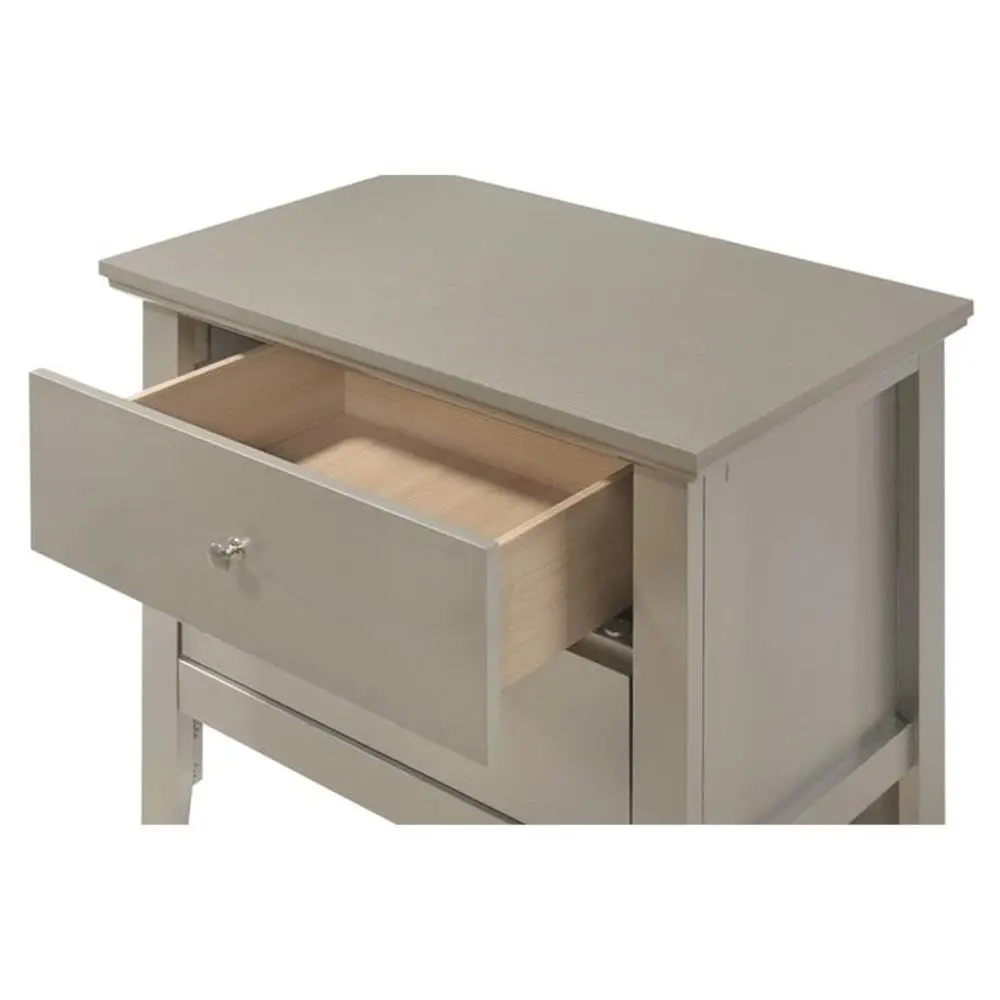 Glory Furniture Primo 2 Drawer Nightstand in Silver Champagne | Fully Assembled Bedroom Table with Dovetailed Drawers (24" H x 24" W x 16" D) - view 4