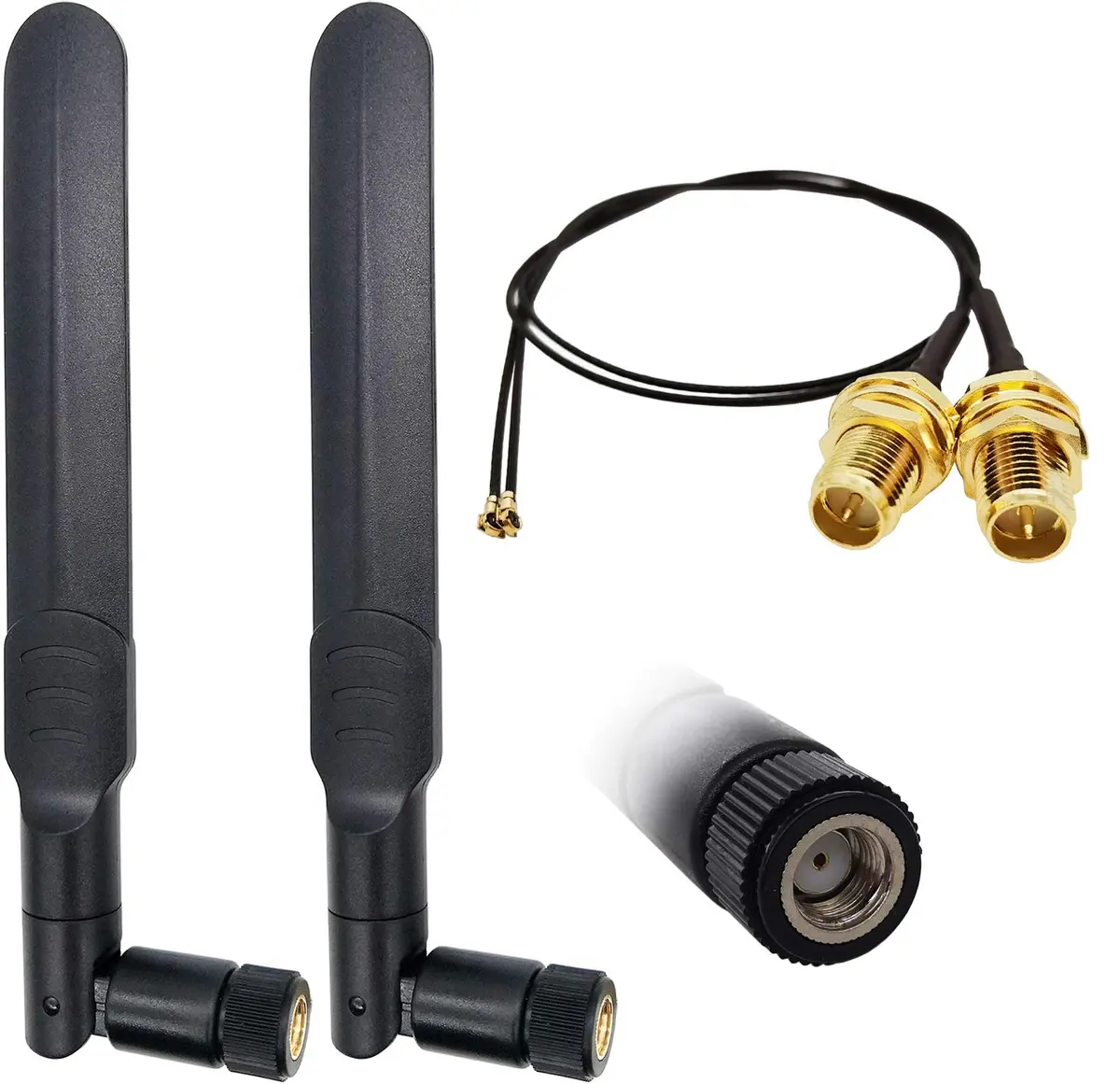 Tenmory WiFi Antenna Dual-Band 8dBi RP-SMA Male MHF4 Cable Kit for M.2 NGFF Card (2 Pcs) - main product image