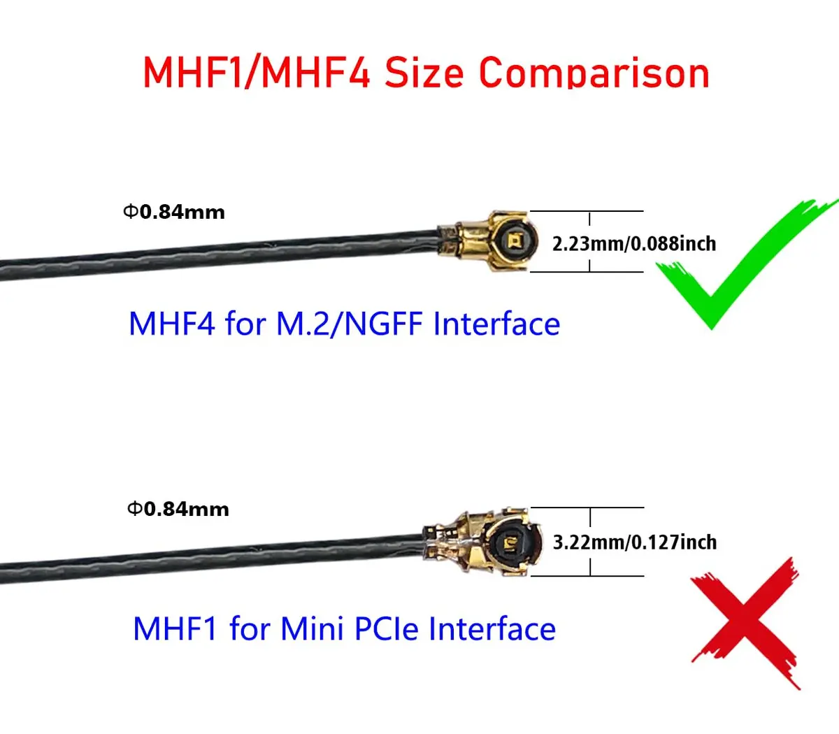 Tenmory WiFi Antenna Dual-Band 8dBi RP-SMA Male MHF4 Cable Kit for M.2 NGFF Card (2 Pcs) - view 4