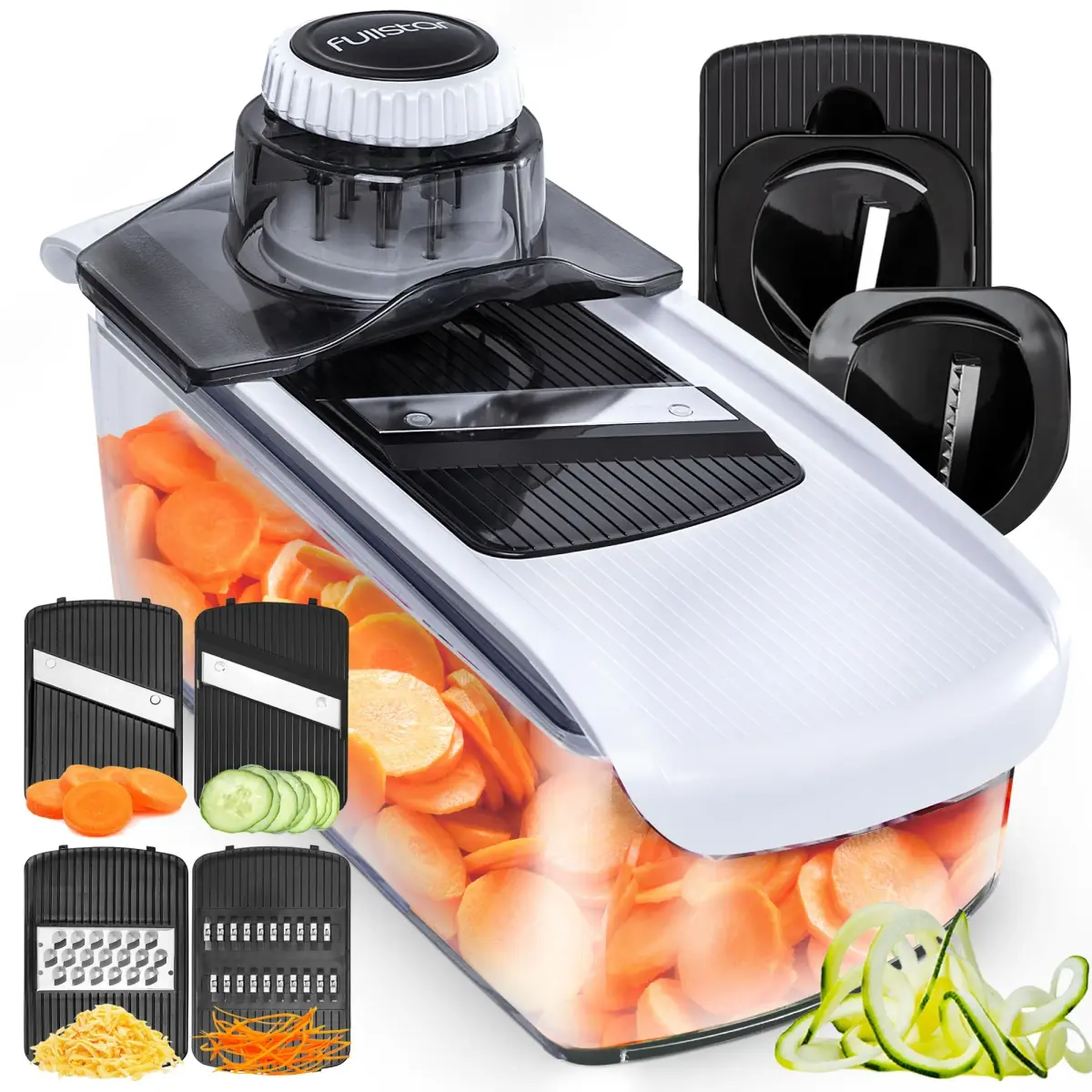 Fullstar 6-in-1 Mandoline Slicer & Grater Set (White) | 6 Interchangeable Blades for Slicing, Grating, Spiralizing - main product image