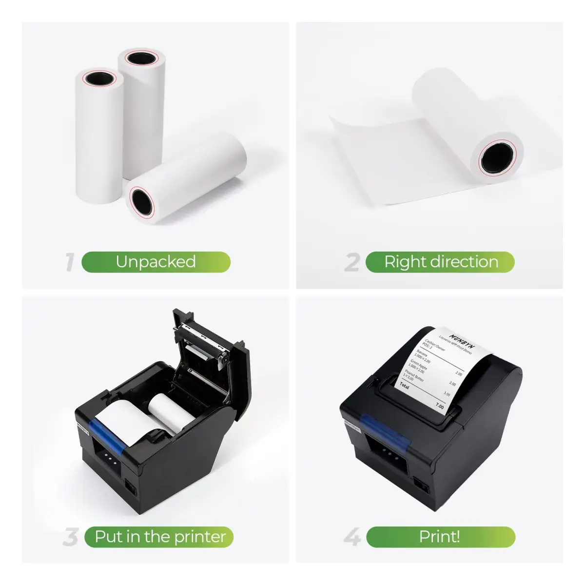 MUNBYN Thermal Receipt Paper 80mm x 50mm (3 1/8" x 19.6ft) - 50 Rolls | BPA-Free, Smooth Print - view 5