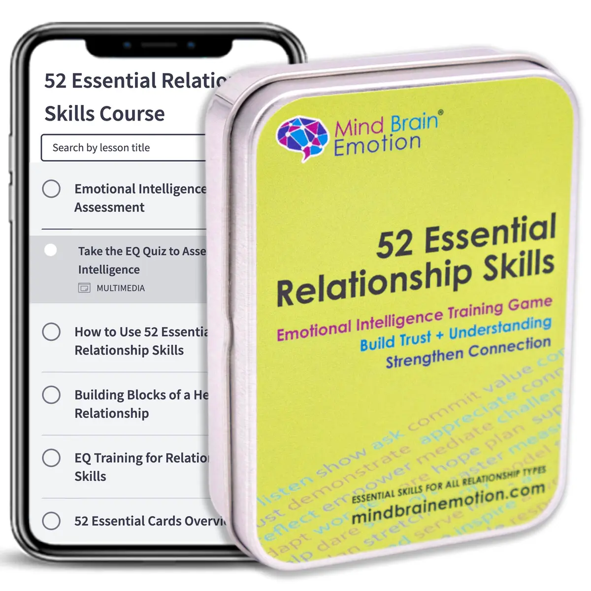 Mind Brain Emotion 52 Essential Emotional Intelligence Training Card Game | 3"x4" Tin Case - main product image