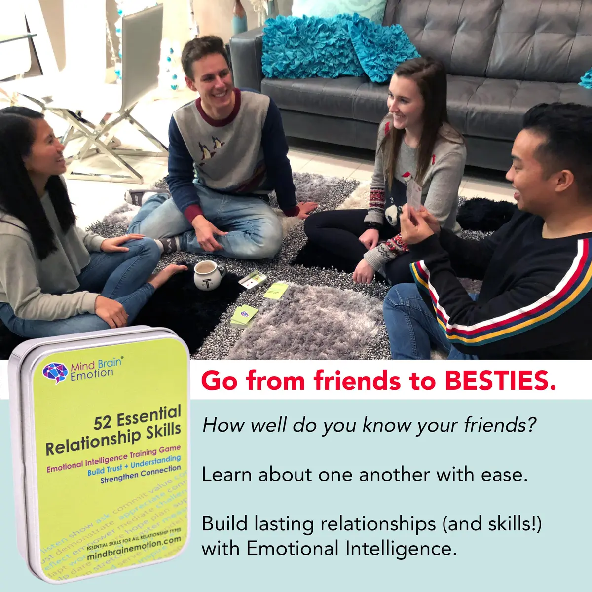 Mind Brain Emotion 52 Essential Emotional Intelligence Training Card Game | 3"x4" Tin Case - view 5
