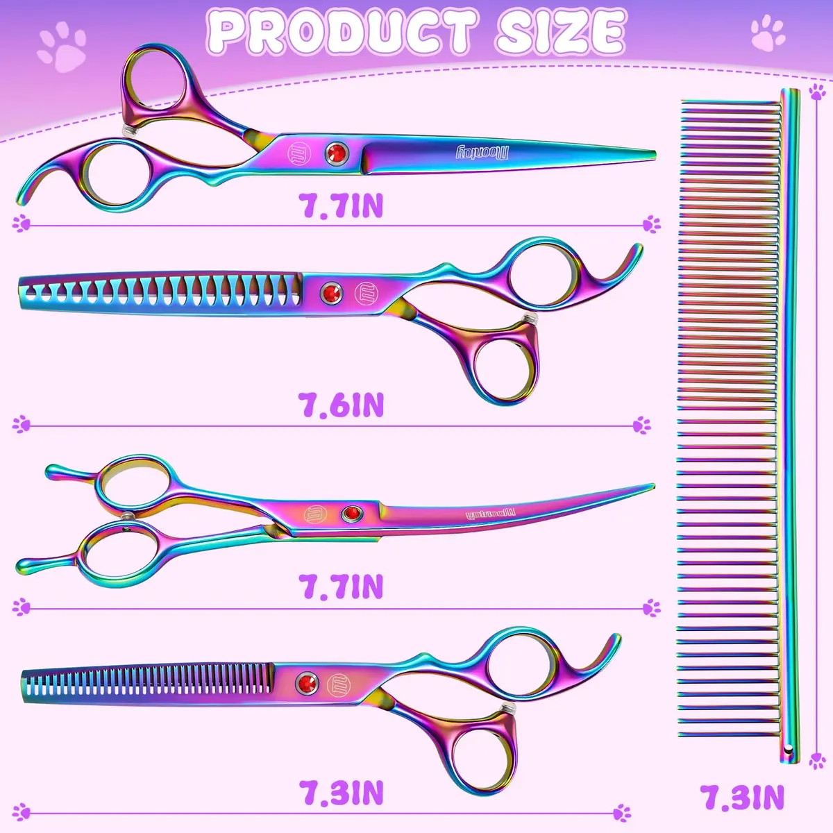 Moontay Dog Grooming Scissors Set, 7 Inch/8 Inch | Professional Shears for Pet Grooming - view 5