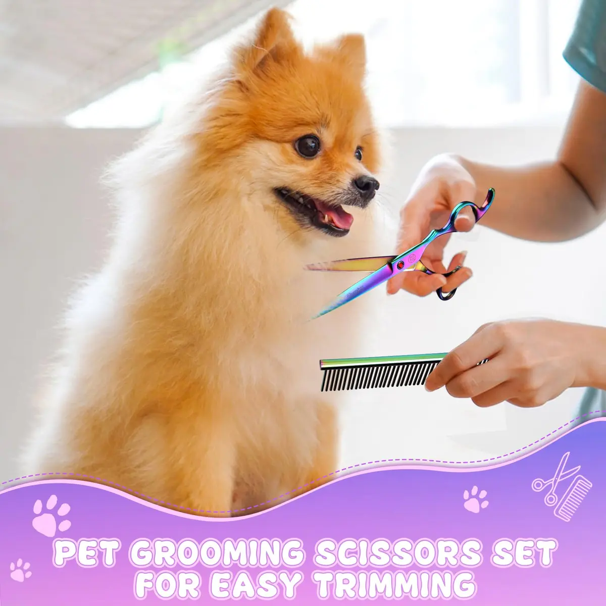 Moontay Dog Grooming Scissors Set, 7 Inch/8 Inch | Professional Shears for Pet Grooming - view 2