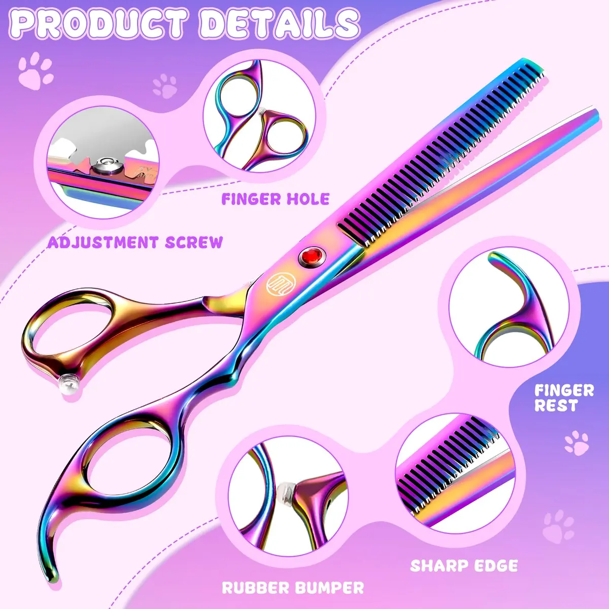 Moontay Dog Grooming Scissors Set, 7 Inch/8 Inch | Professional Shears for Pet Grooming - view 4