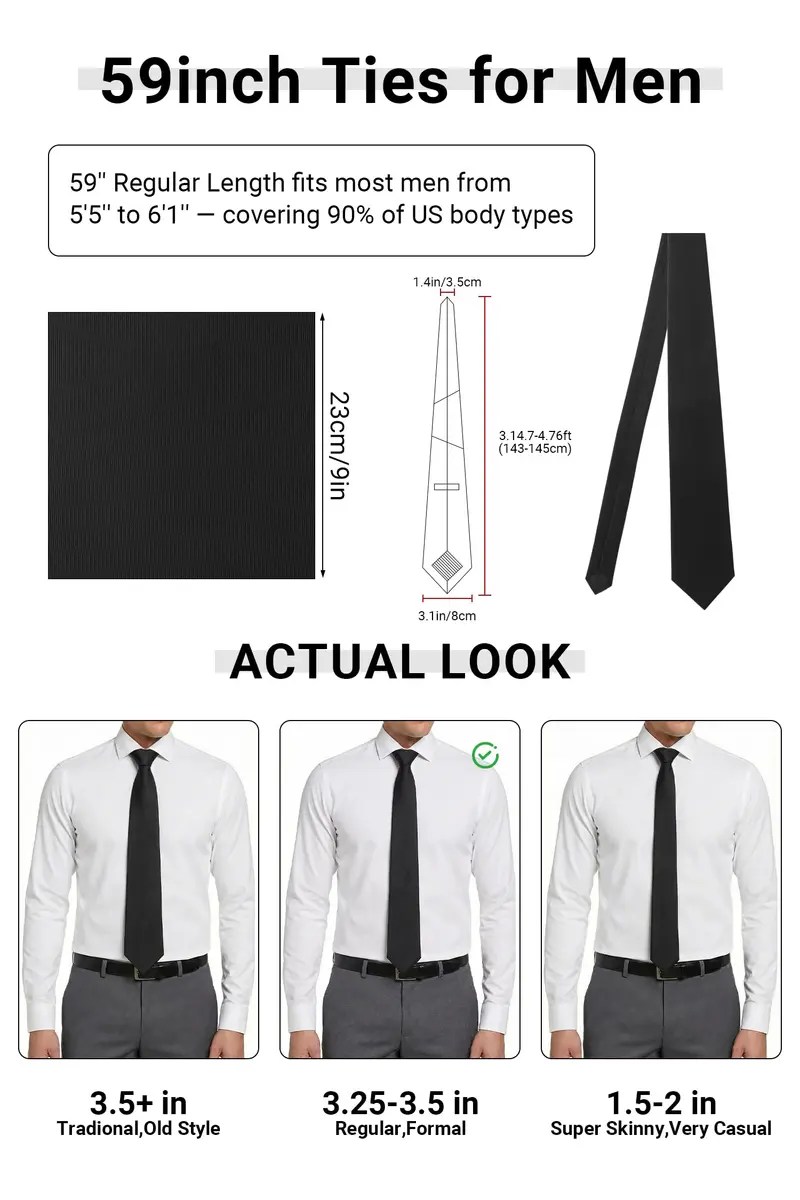 HISDERN Mens Ties Brown Ties for Men Chocolate Necktie with Pocket Square Set Formal Satin Silk Solid Dark Tie Handkerchief Classic Wedding Plain Neck Tie Set | Elegant, Durable, Perfect for Special Occasions - view 7