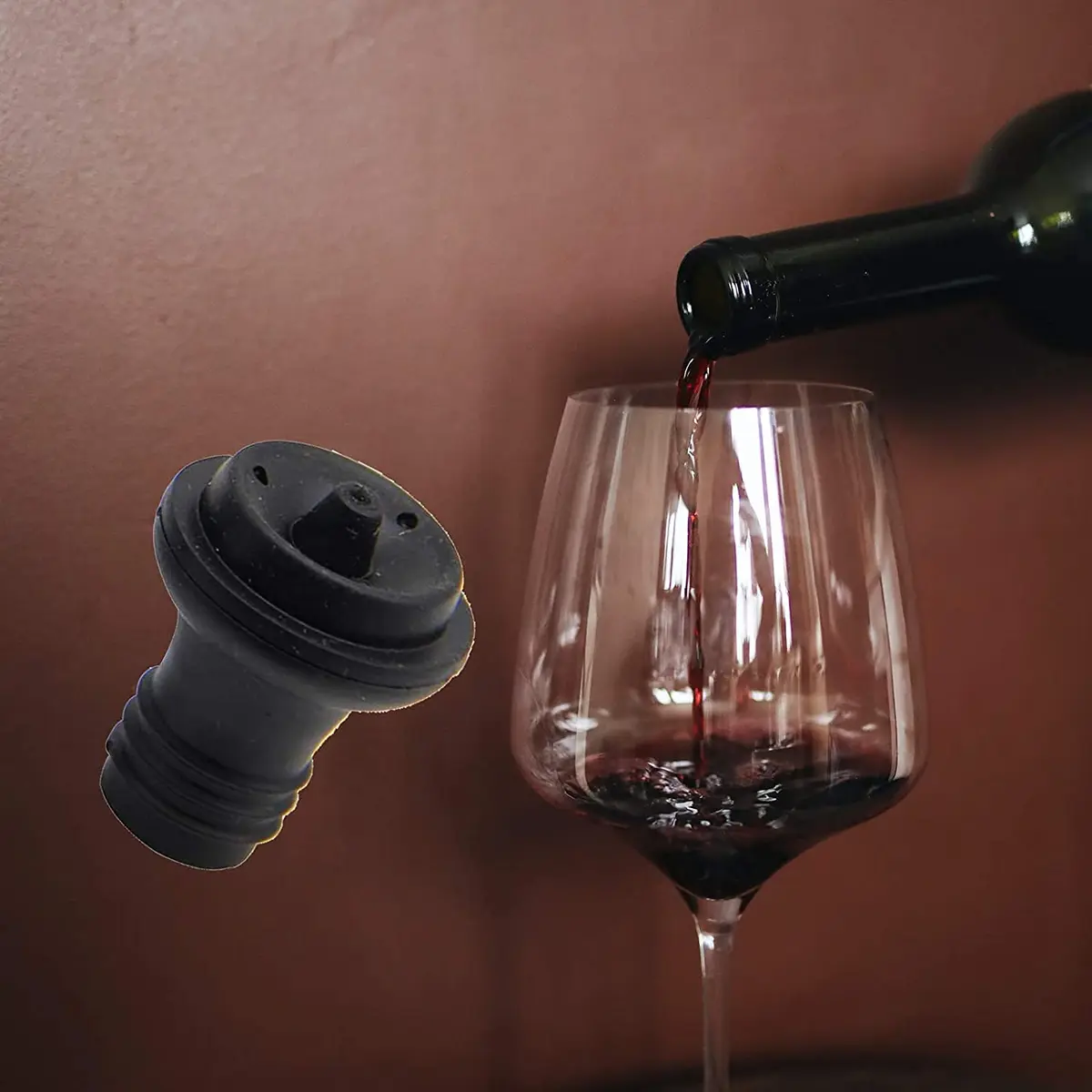 Ergonflow Vacuum Wine Stoppers - Set of 6 Rubber Stoppers for Wine Preservation (1.9cm x 4.3cm x 1.9cm) - view 4