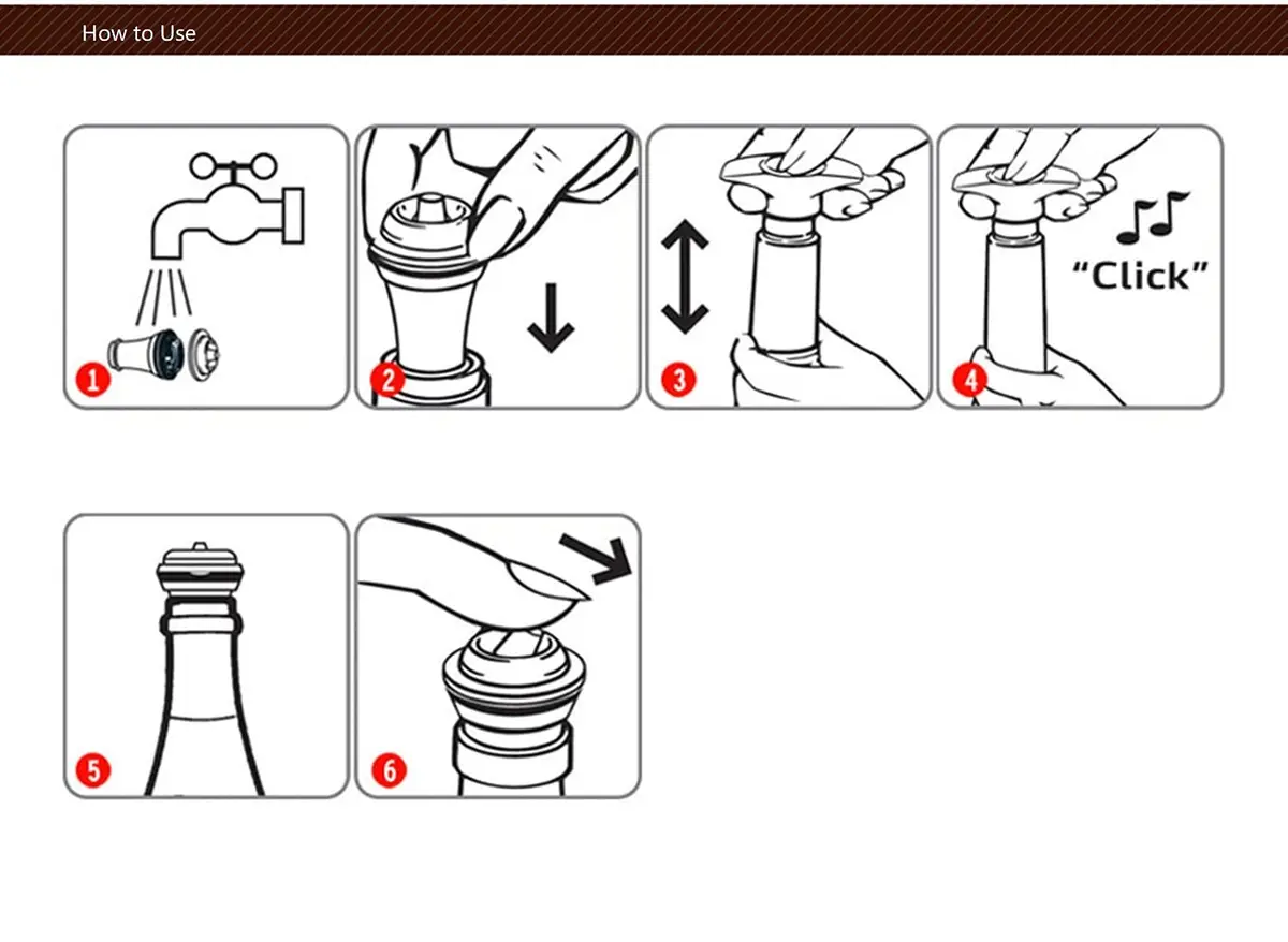 Ergonflow Vacuum Wine Stoppers - Set of 6 Rubber Stoppers for Wine Preservation (1.9cm x 4.3cm x 1.9cm) - view 7