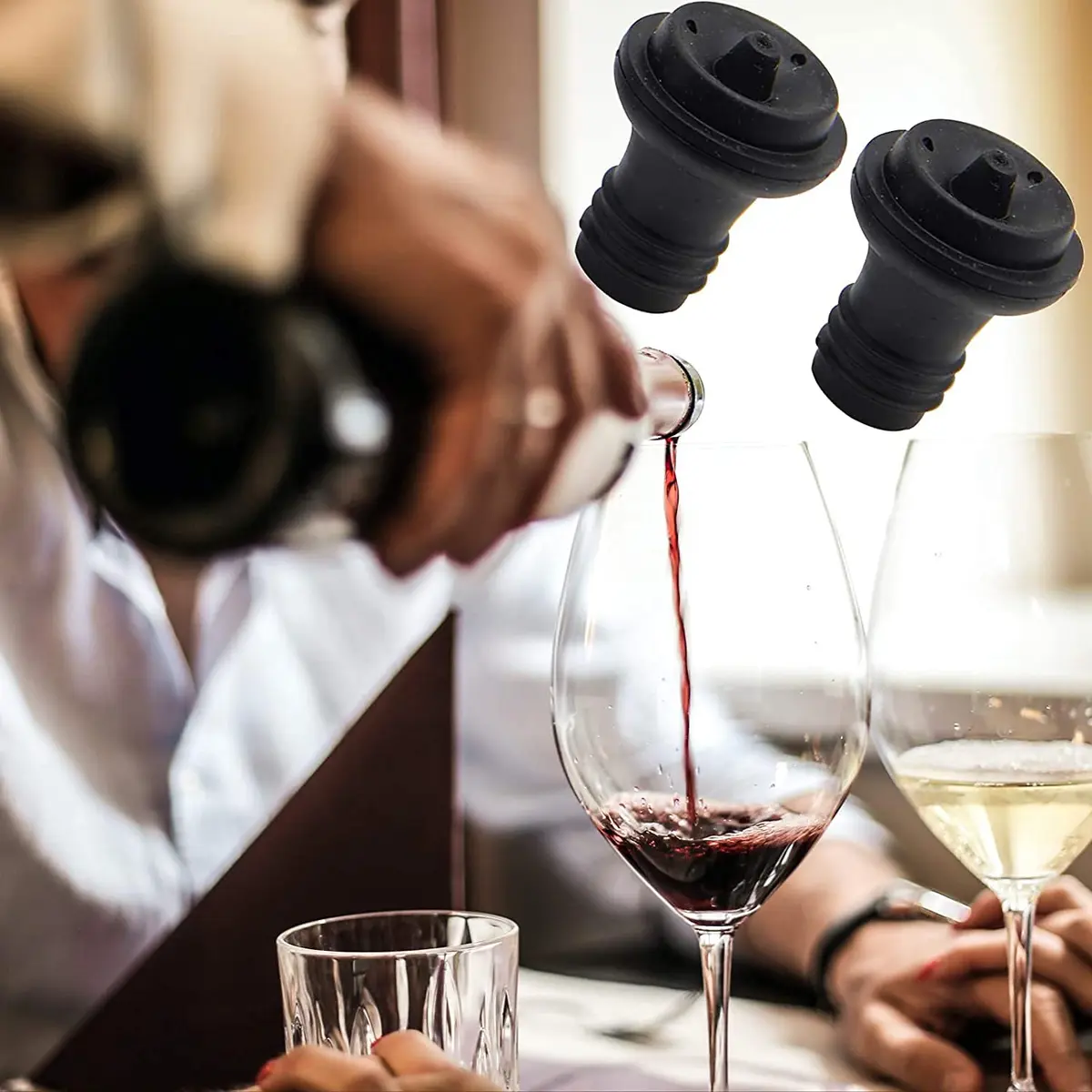 Ergonflow Vacuum Wine Stoppers - Set of 6 Rubber Stoppers for Wine Preservation (1.9cm x 4.3cm x 1.9cm) - view 3
