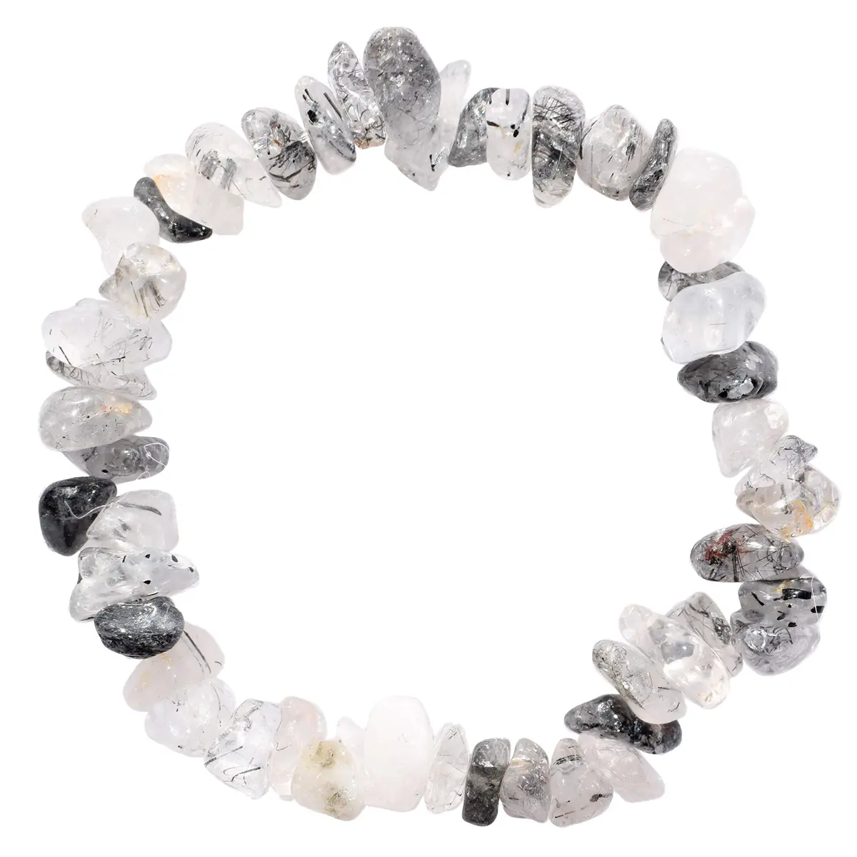 Zenergy Gems CHARGED Premium 7" Black Tourmalinated Rutile Quartz Crystal Bead Bracelet | Handcrafted Spiritual Protection (70-120 chars) - main product image